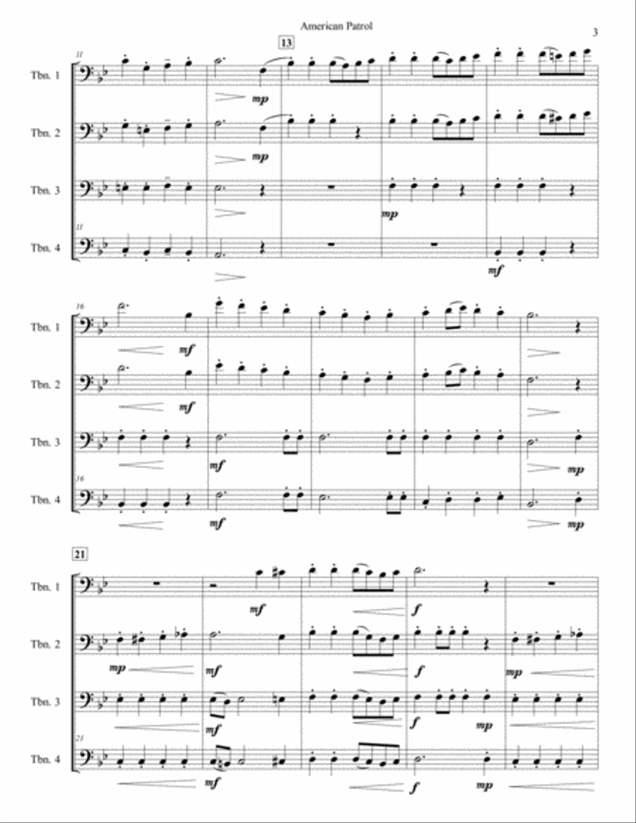 American Patrol for Trombone Quartet American Patrol for Trombone Quartet Trombone Quartet scores gallery preview page 3