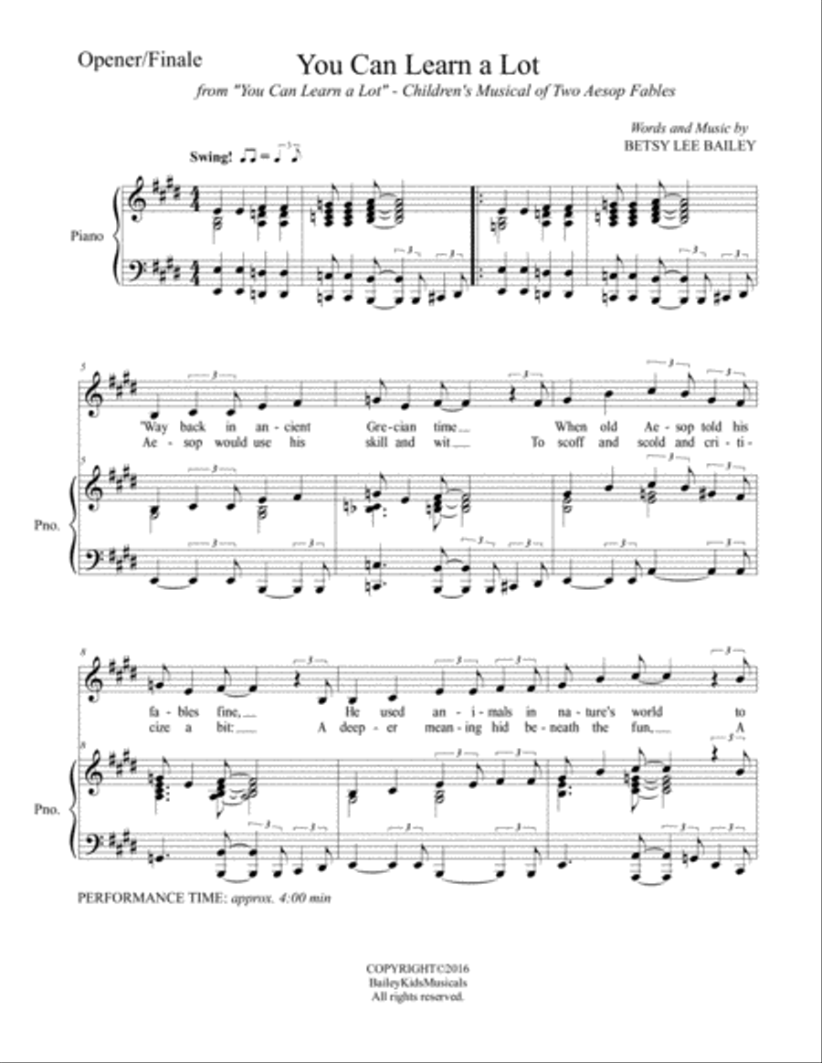 You Can Learn a Lot - Opener Unison Choir scores gallery preview page 1