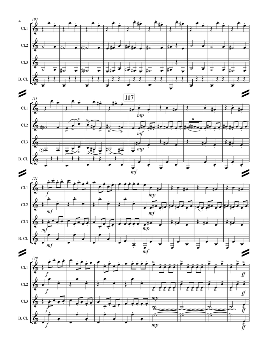 Danse Macabre (for Clarinet Quartet) Clarinet Quartet scores gallery preview page 5