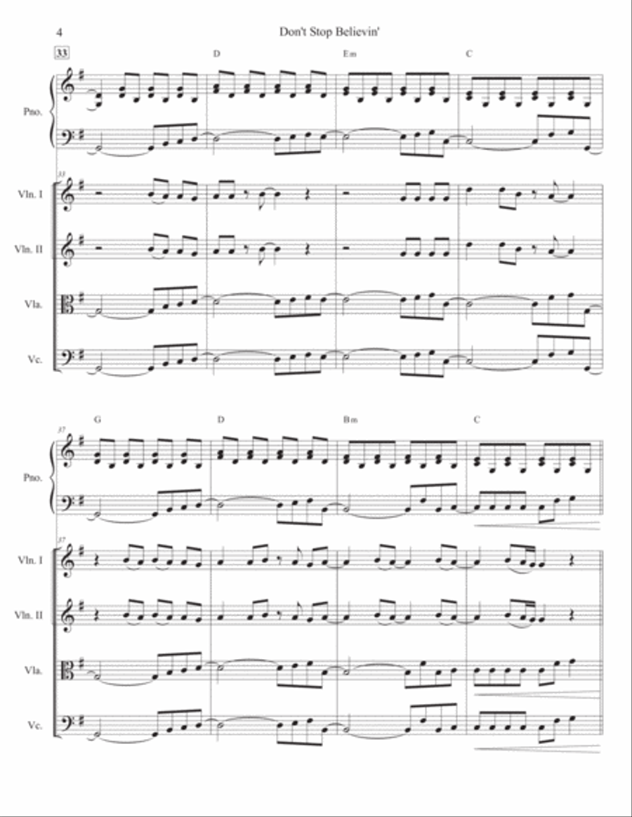 Don't Stop Believin' Piano Quintet scores gallery preview page 4