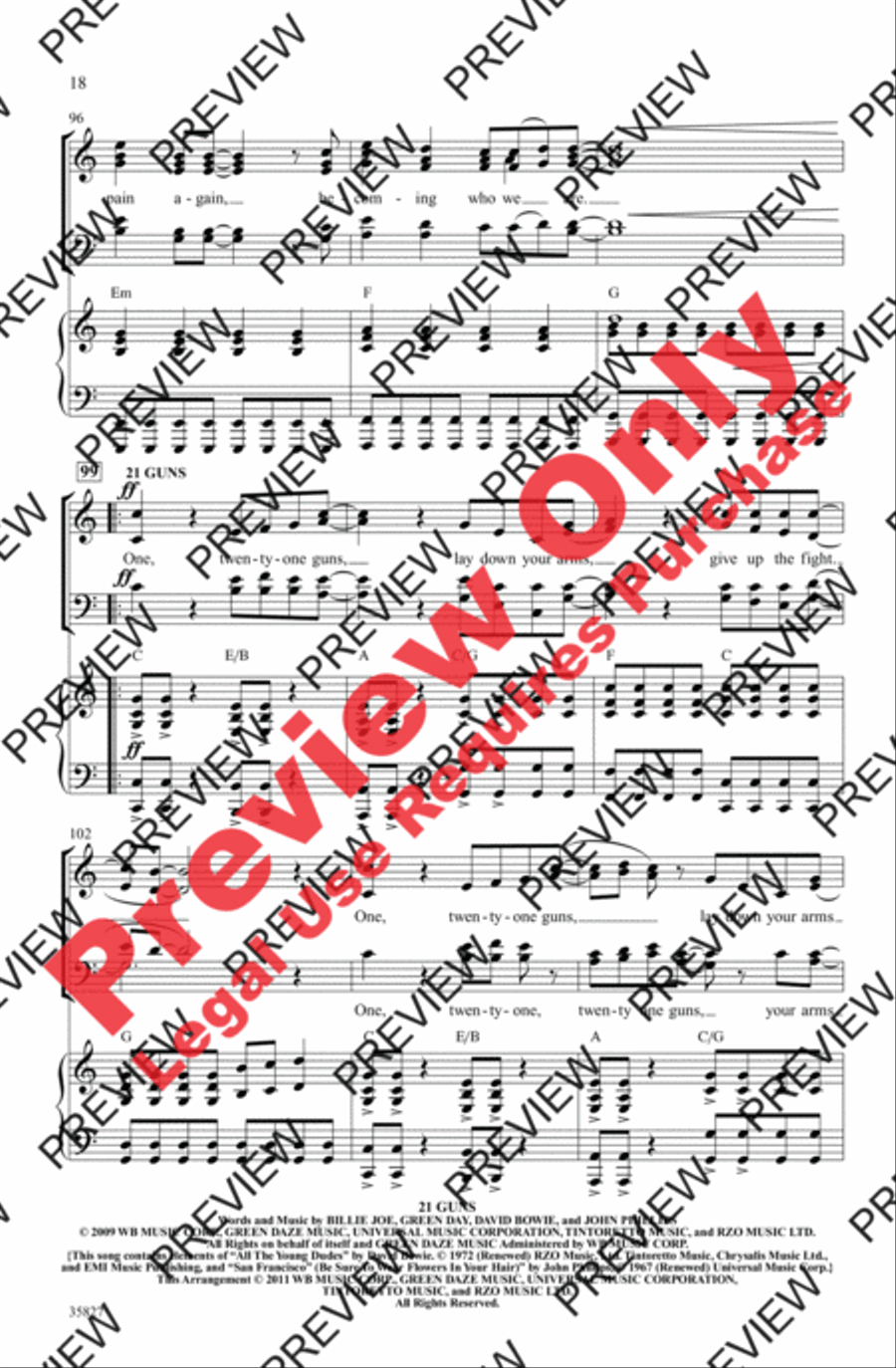 Green Day on Stage: Selections from American Idiot 4-Part scores gallery preview page 18
