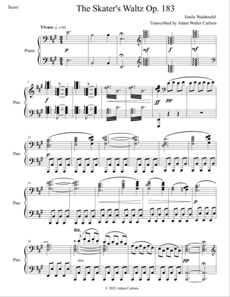 The Skater's Waltz Op. 183 Piano Solo scores gallery preview page 2