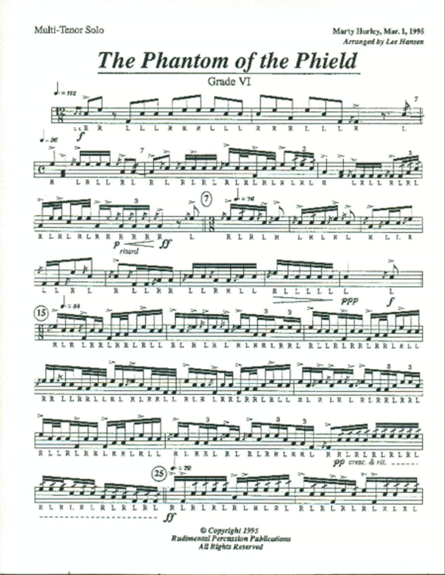 Phantom of the Phield - Tenor Drum Percussion scores gallery preview page 2