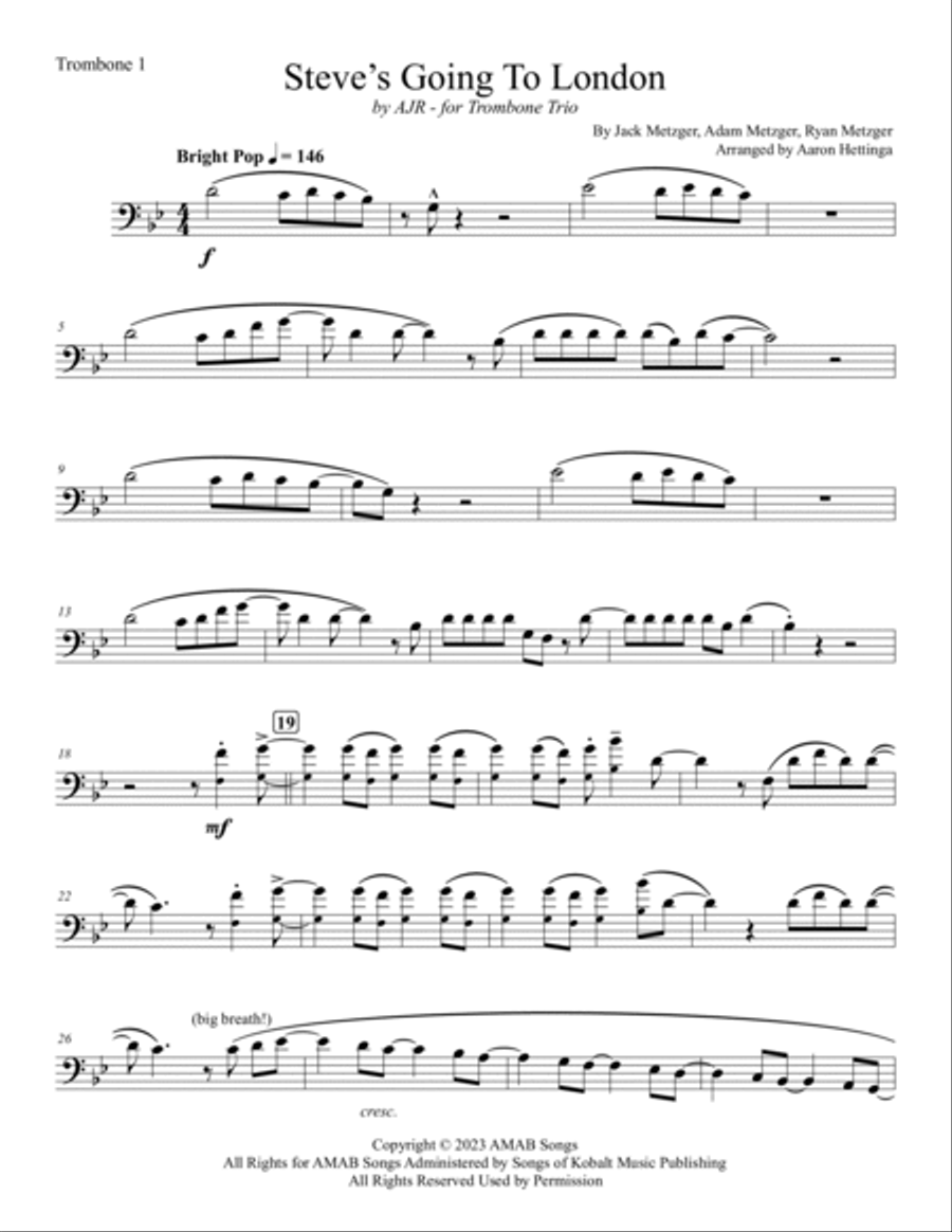 Steve's Going To London Trombone scores gallery preview page 3