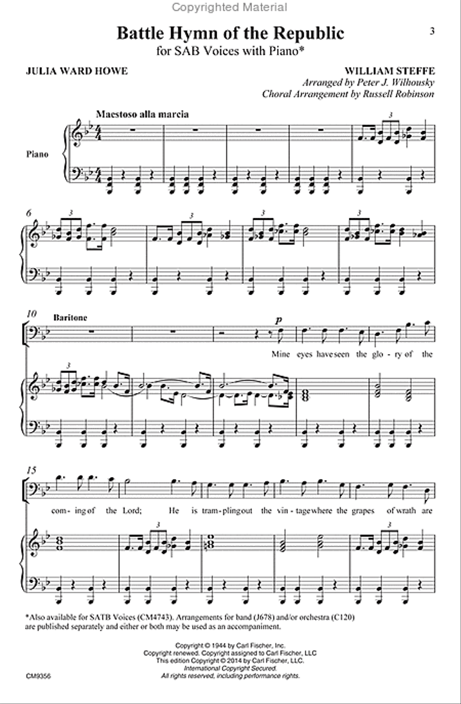 Battle Hymn of the Republic 3-Part scores gallery preview page 2