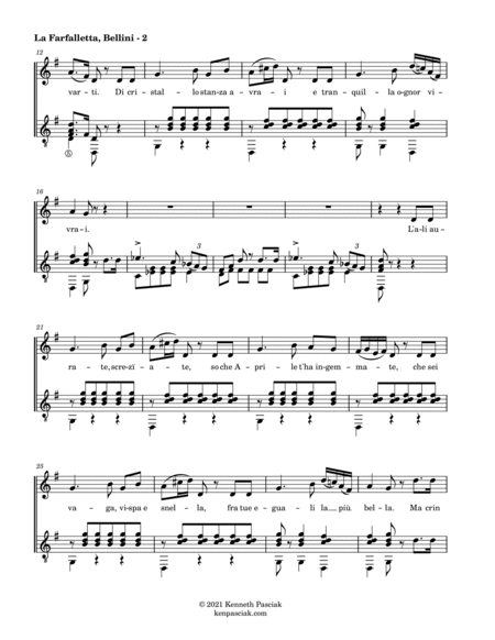 Bellini (for Voice and Guitar) by Vincenzo Bellini Acoustic Guitar - Digital Sheet Music