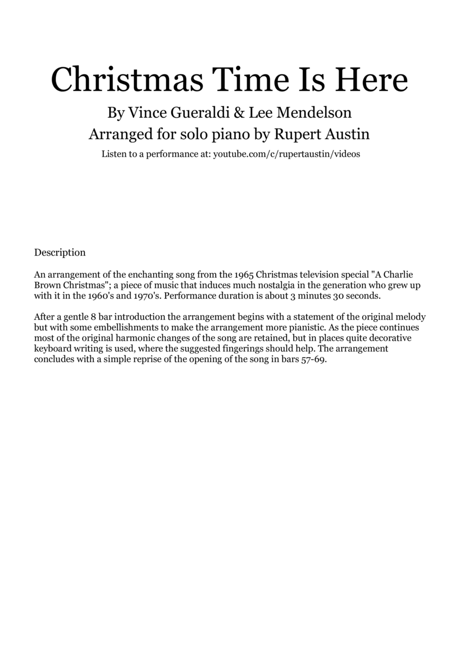 Christmas Time Is Here Piano Solo scores gallery preview page 1
