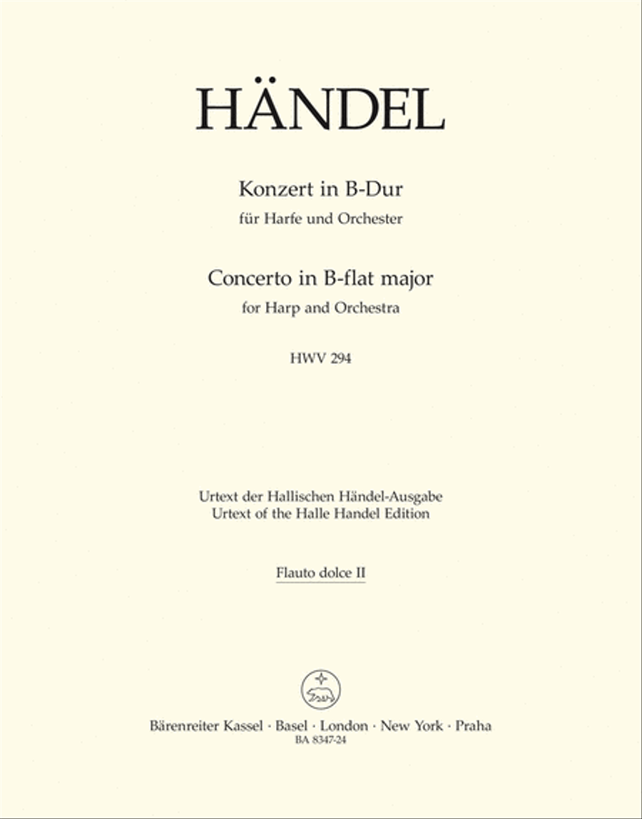 Concerto for Harp and Orchestra B flat major, Op. 4/6 HWV 294 Orchestra scores gallery preview page 1