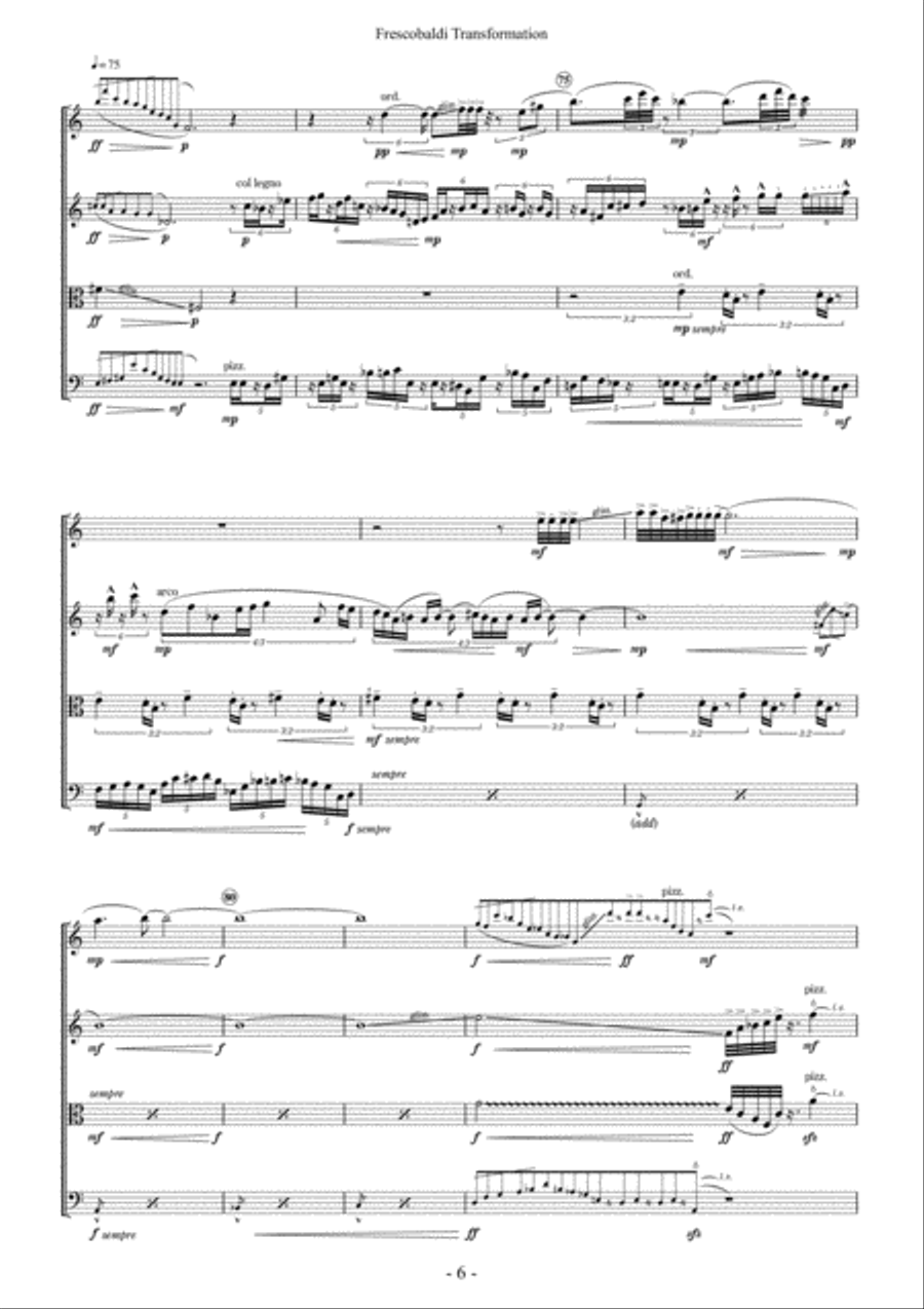 Frescobaldi Transformation (Score) String Quartet scores gallery preview page 6
