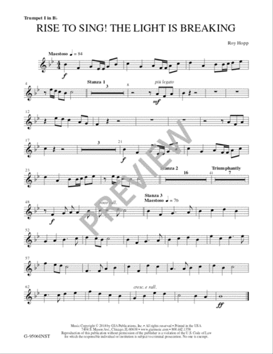Rise to Sing! The Light is Breaking - Instrument edition Trombone scores gallery preview page 3