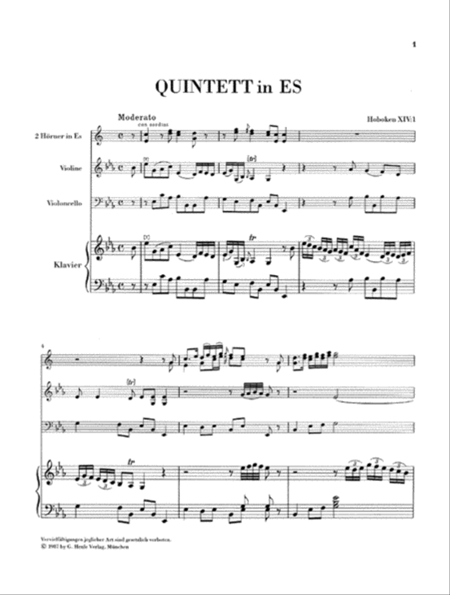 Quintet E Flat Major Hob.XIV:1 Horn scores gallery preview page 2