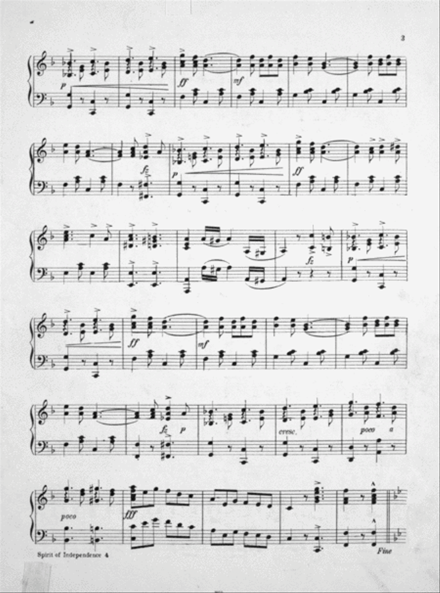 Spirit of Independence. Military March & Two-Step Piano Solo scores gallery preview page 3