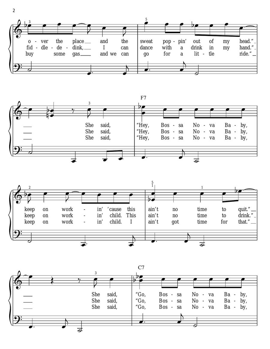 Bossa Nova Baby Easy Piano scores gallery preview page 2
