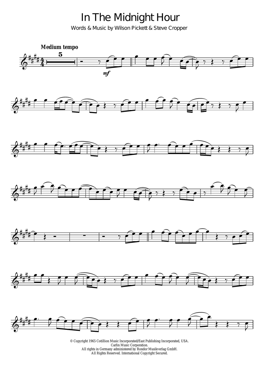 In The Midnight Hour Tenor Saxophone scores gallery preview page 1