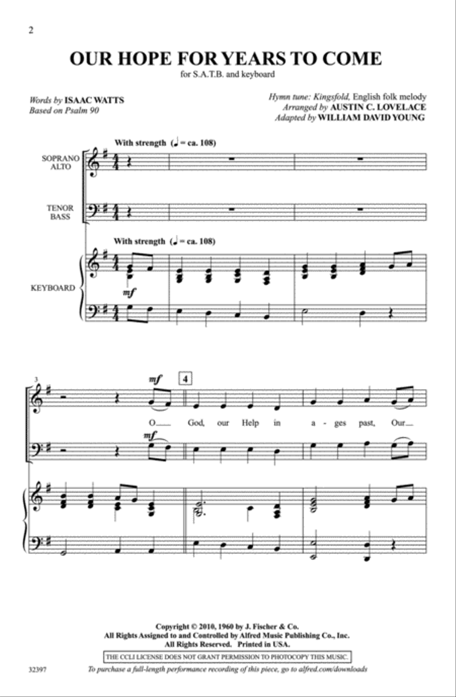Our Hope for Years to Come 4-Part scores gallery preview page 2