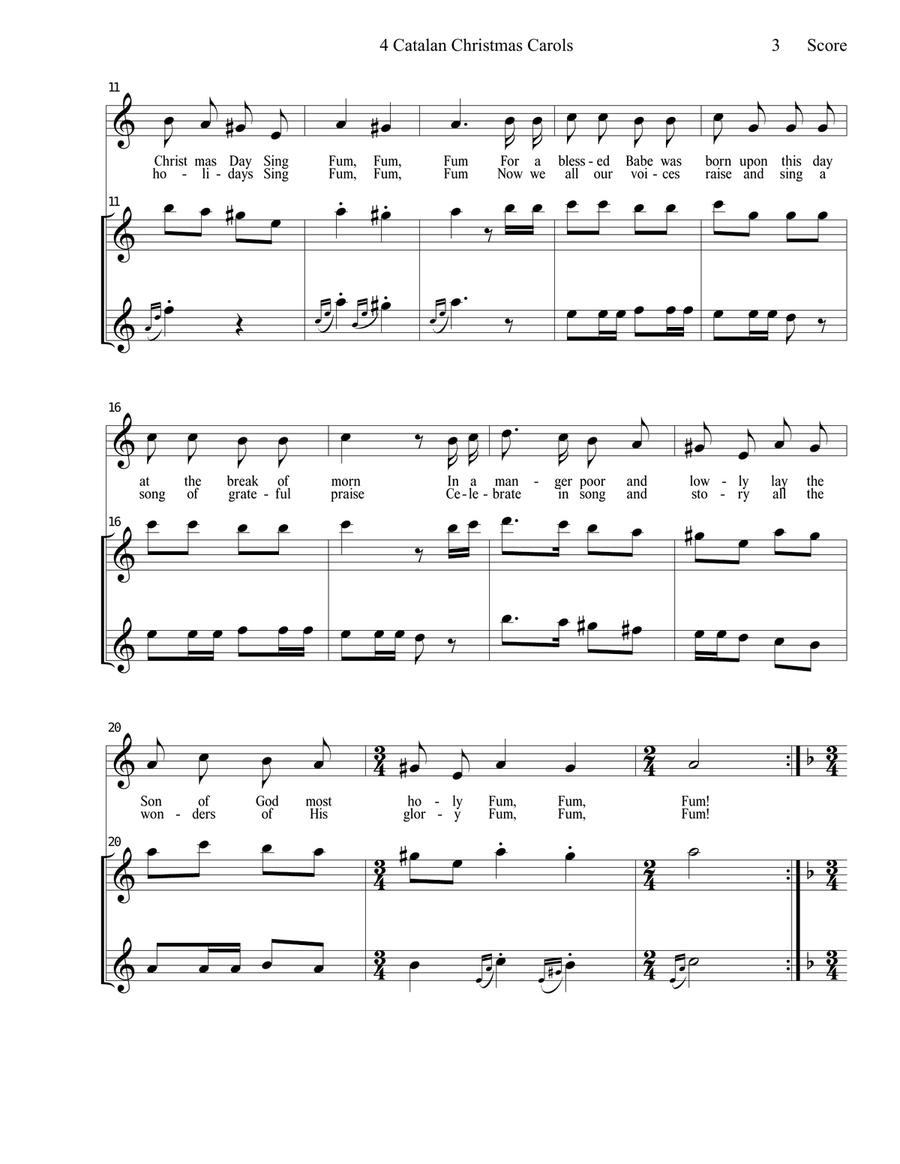 4 Catalan Christmas Carols for Flexible Woodwind Duet Woodwind Trio scores gallery preview page 4