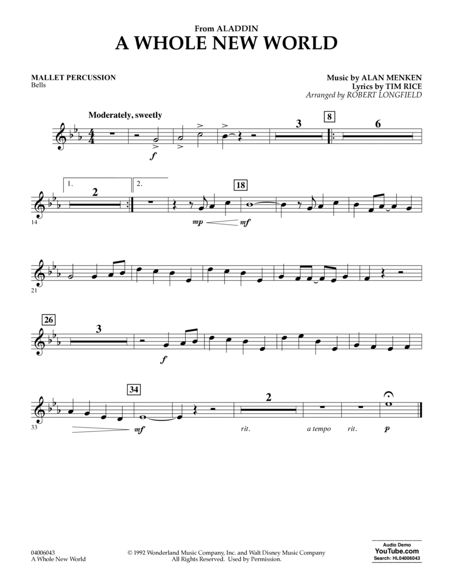 A Whole New World (from Aladdin) (arr. Robert Longfield) - Mallet Percussion