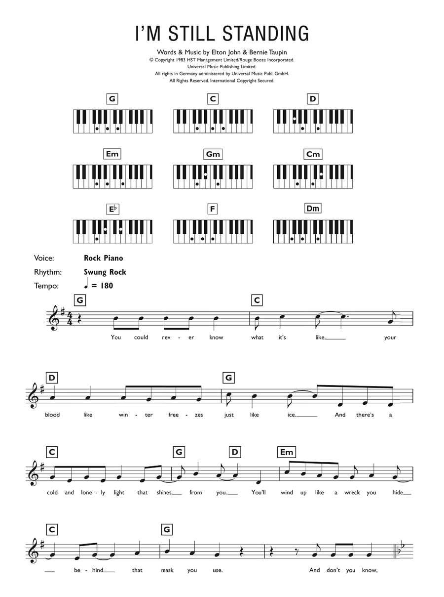 I'm Still Standing Piano Solo scores gallery preview page 1