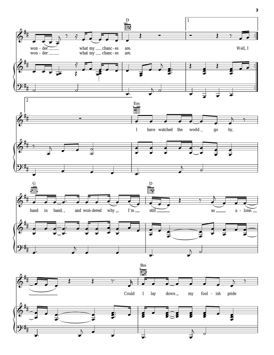 Chances Are Piano, Vocal, Guitar scores gallery preview page 3