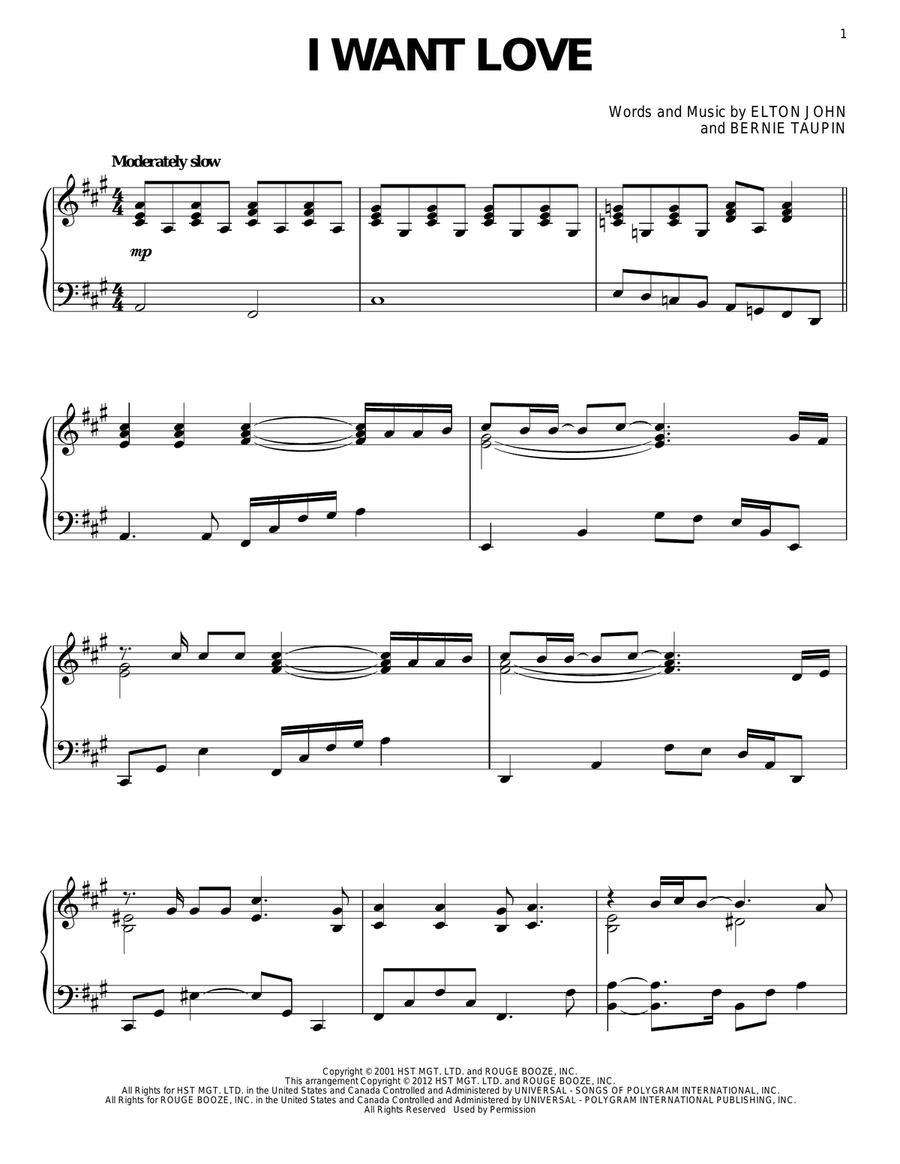 I Want Love I Want Love Piano Solo scores gallery preview page 1