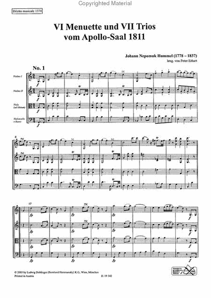 6 Menuette und 7 Trios vom Apollo Saal 1811