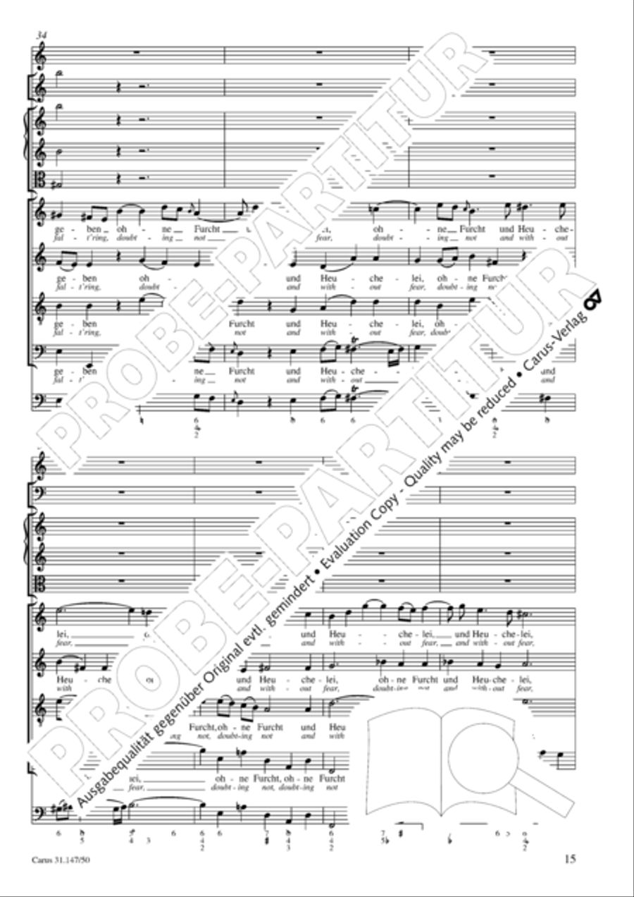 Heart and mouth and thought and action (Herz und Mund und Tat und Leben) (Herz und Mund und Tat und Leben) 4-Part scores gallery preview page 16