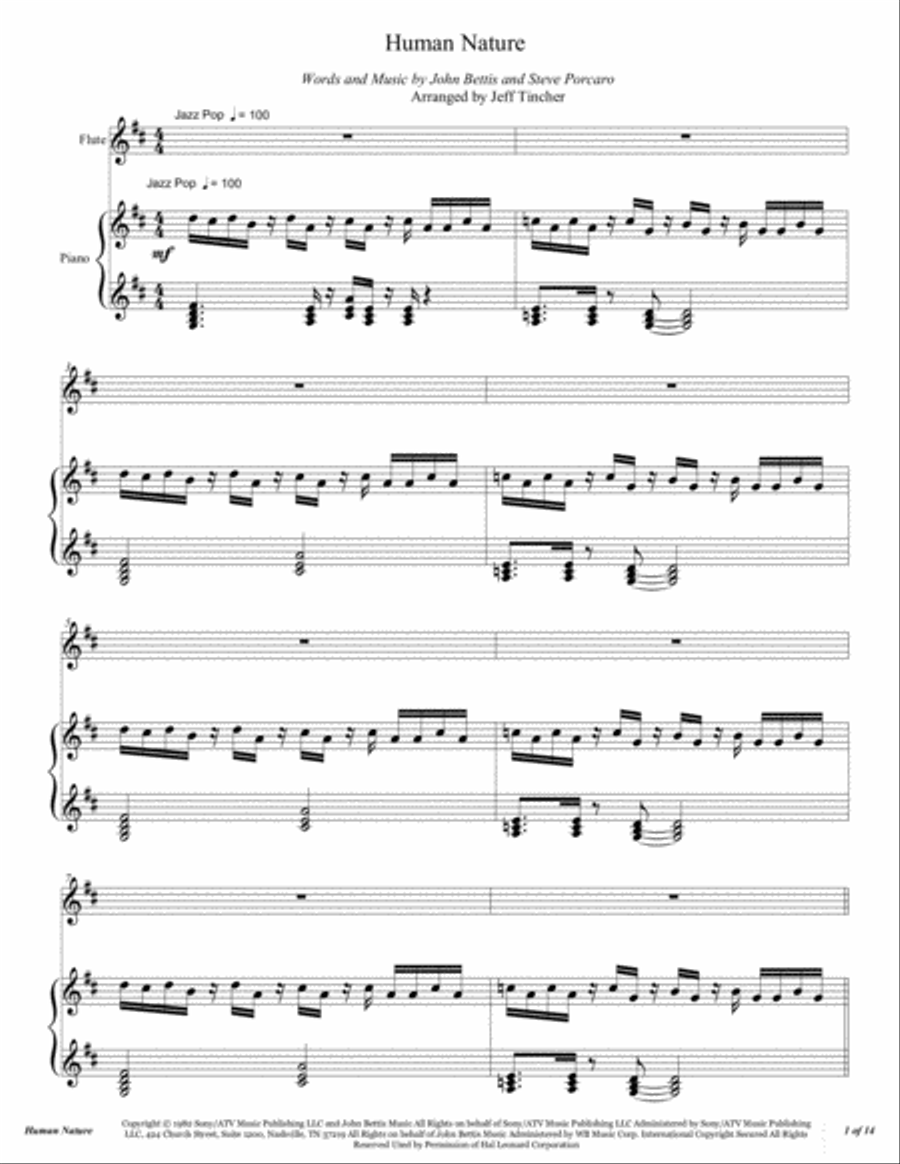 Human Nature Flute Solo scores gallery preview page 2