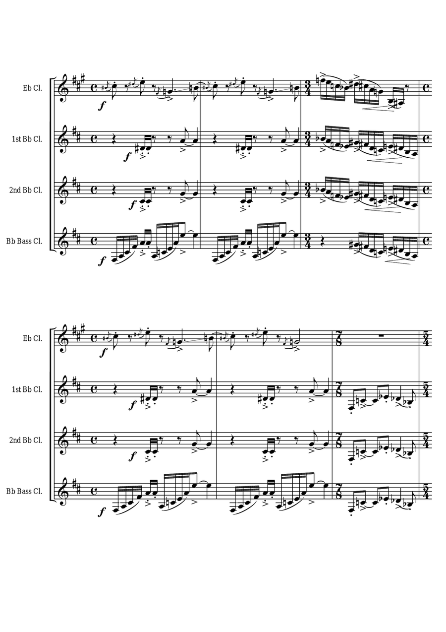 Arachnophobia, for clarinet quartet - score Clarinet Quartet scores gallery preview page 6