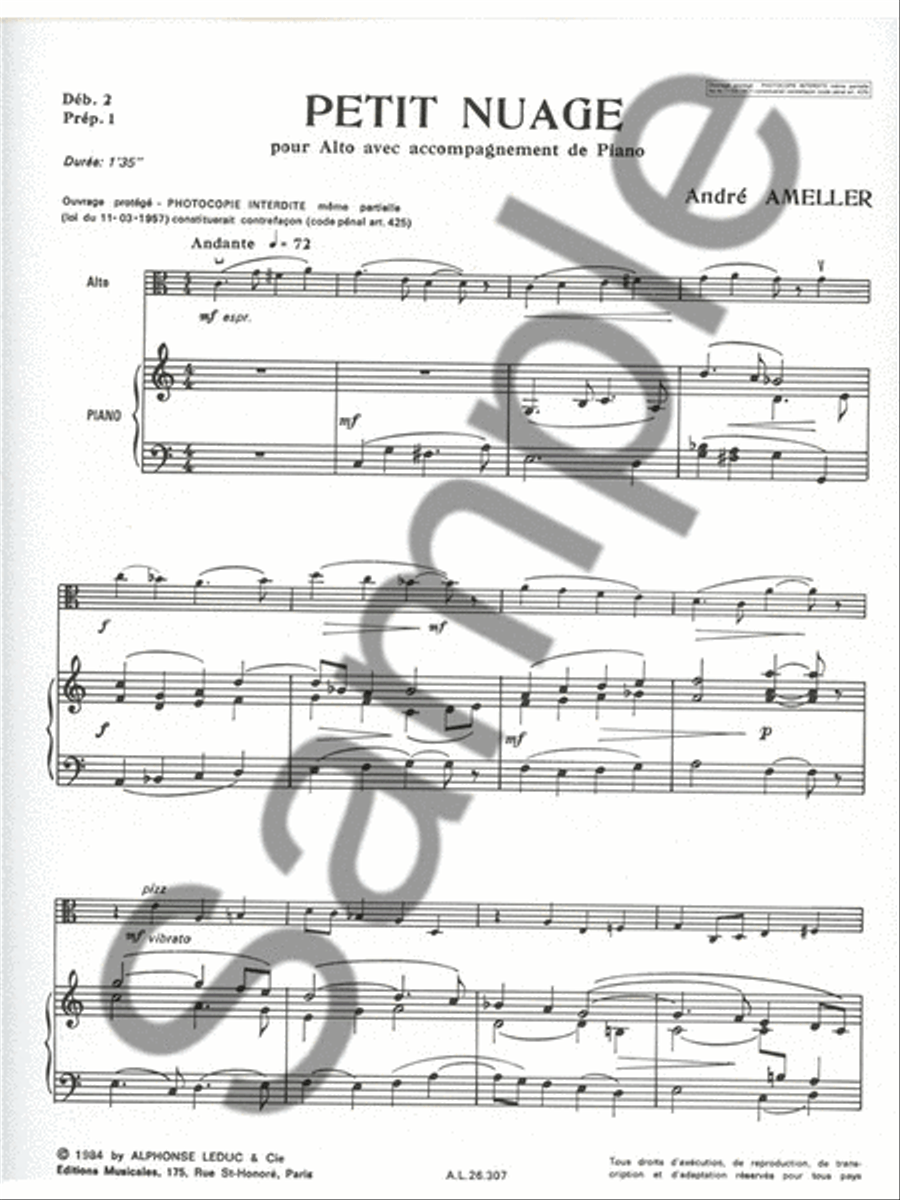 Petit Nuage Op.308 (viola & Piano) Piano Accompaniment scores gallery preview page 2