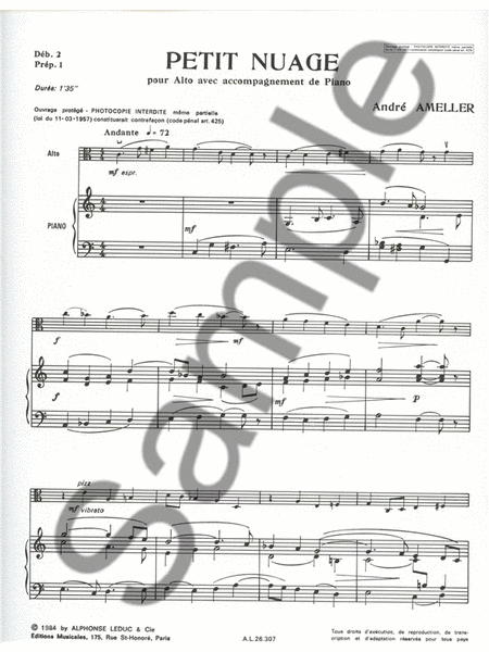 Petit Nuage Op.308 (viola & Piano)