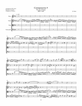 Contrapunctus IX, The Art of Fugue, BWV 1080, by J.S. Bach, arranged for Flute and String Trio