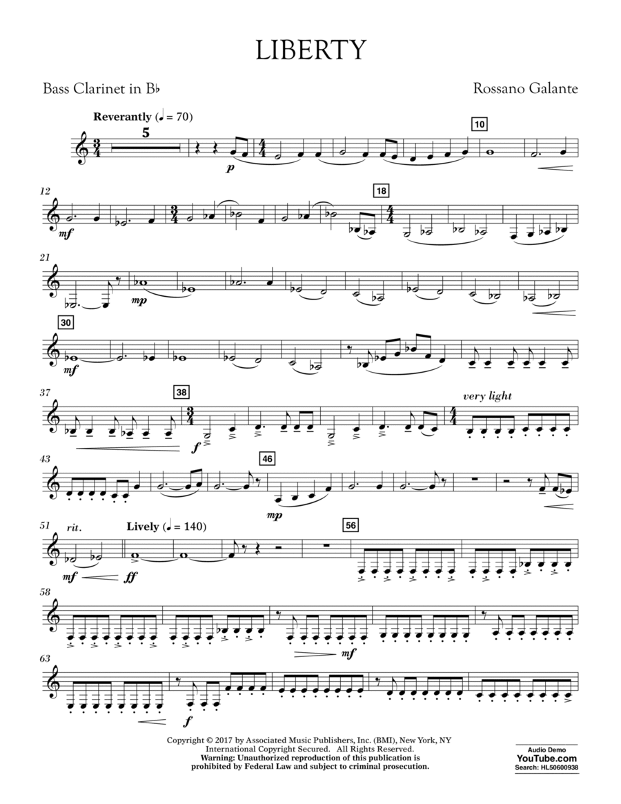 Liberty - Bass Clarinet in Bb B-Flat Clarinet scores gallery preview page 1