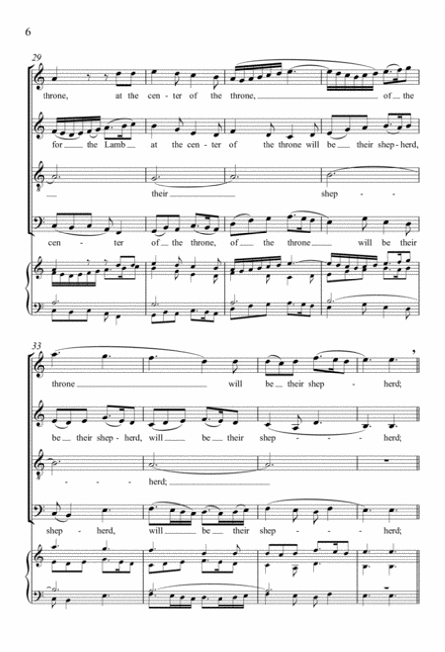 For the Lamb Will Be Their Shepherd 4-Part scores gallery preview page 6