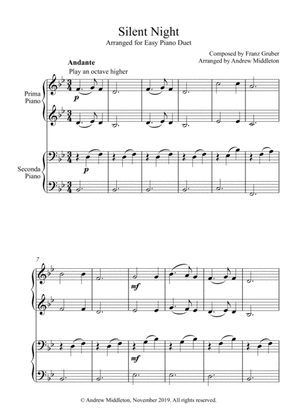 Silent Night arranged for Easy Piano Duet