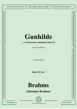 Book cover for Brahms-Gunhilde,WoO 33 No.7,in a flat minor,for Voice&Piano