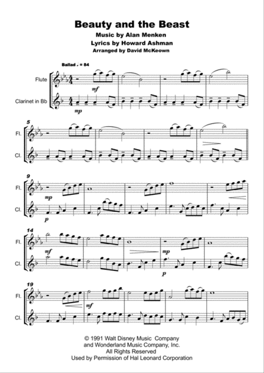 Beauty And The Beast Woodwind Duet scores gallery preview page 2