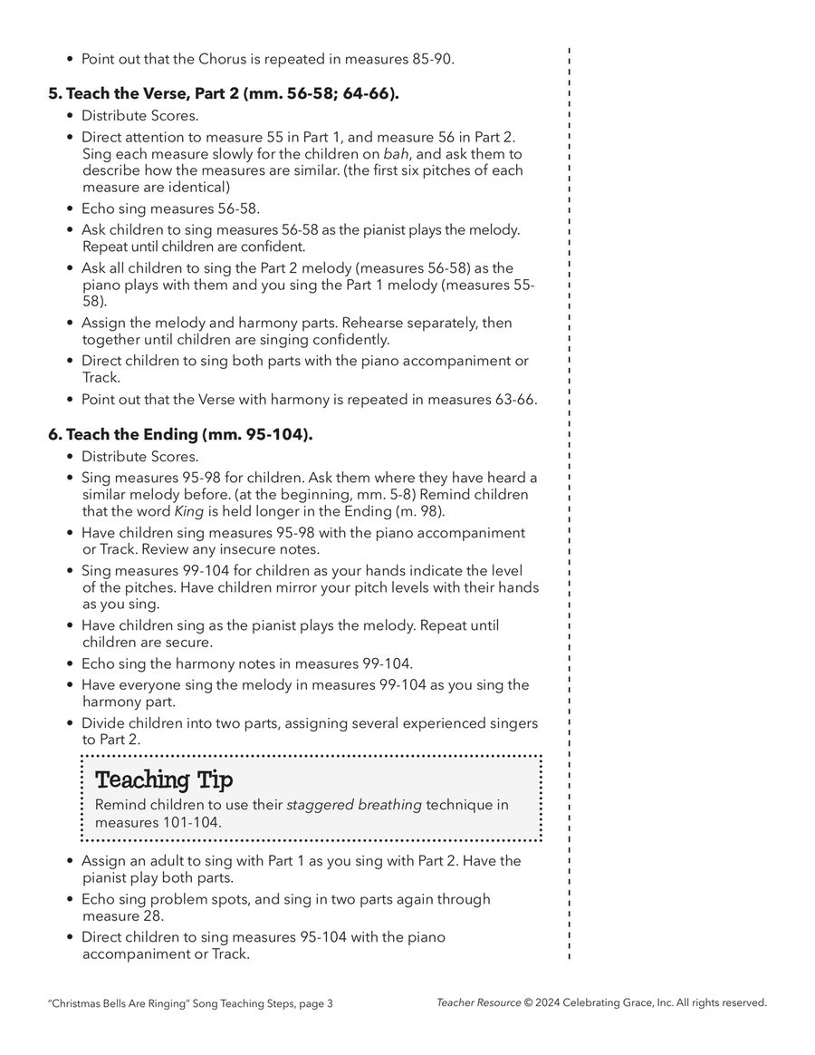 Christmas Bells Are Ringing Teacher Resource Unison Choir scores gallery preview page 3