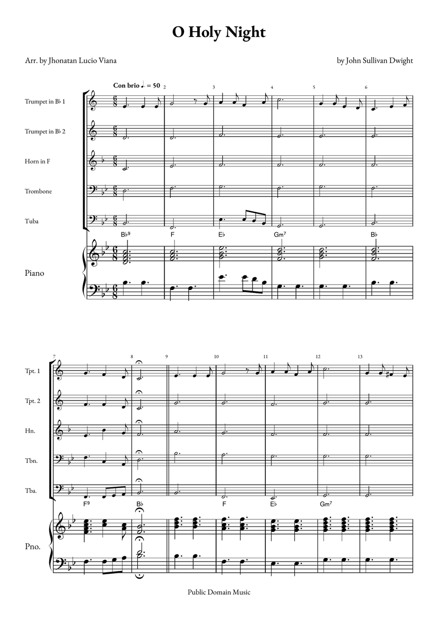 O Holy Night Small Ensemble scores gallery preview page 1