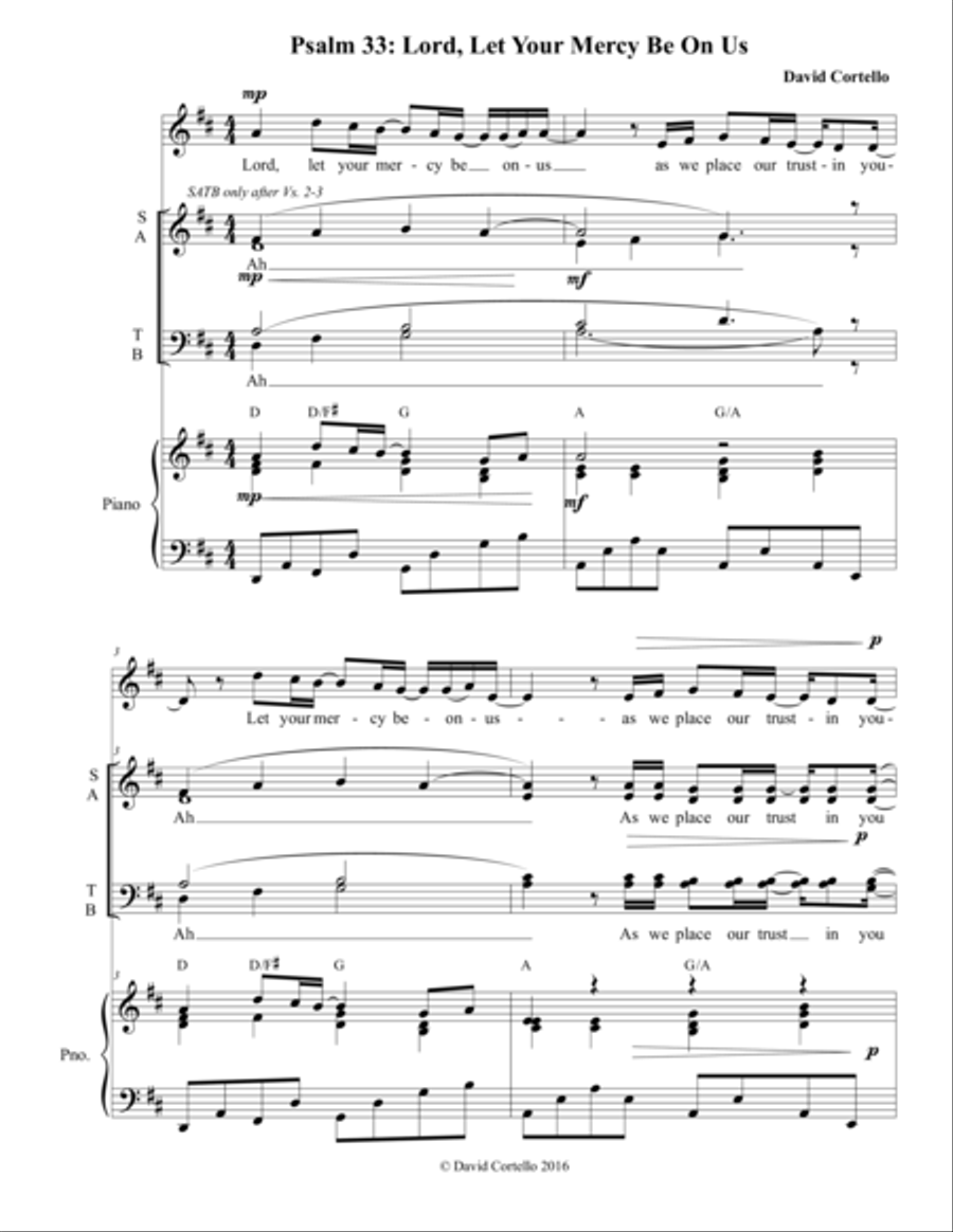 Psalm 33: Lord, Let Your Mercy Be On Us 4-Part scores gallery preview page 1