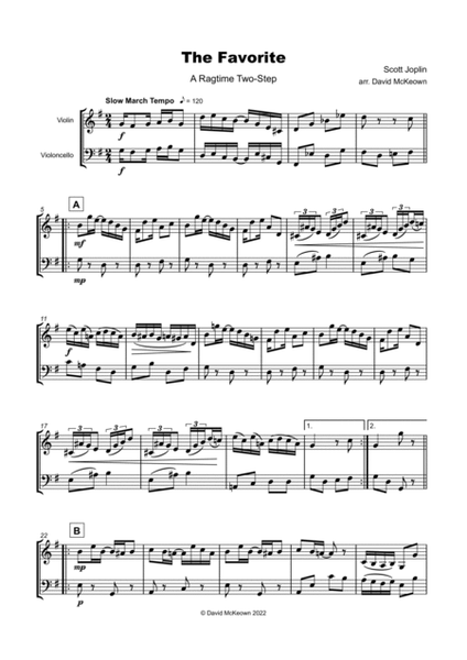 The Favorite, Two-Step Ragtime for Violin and Cello Duet