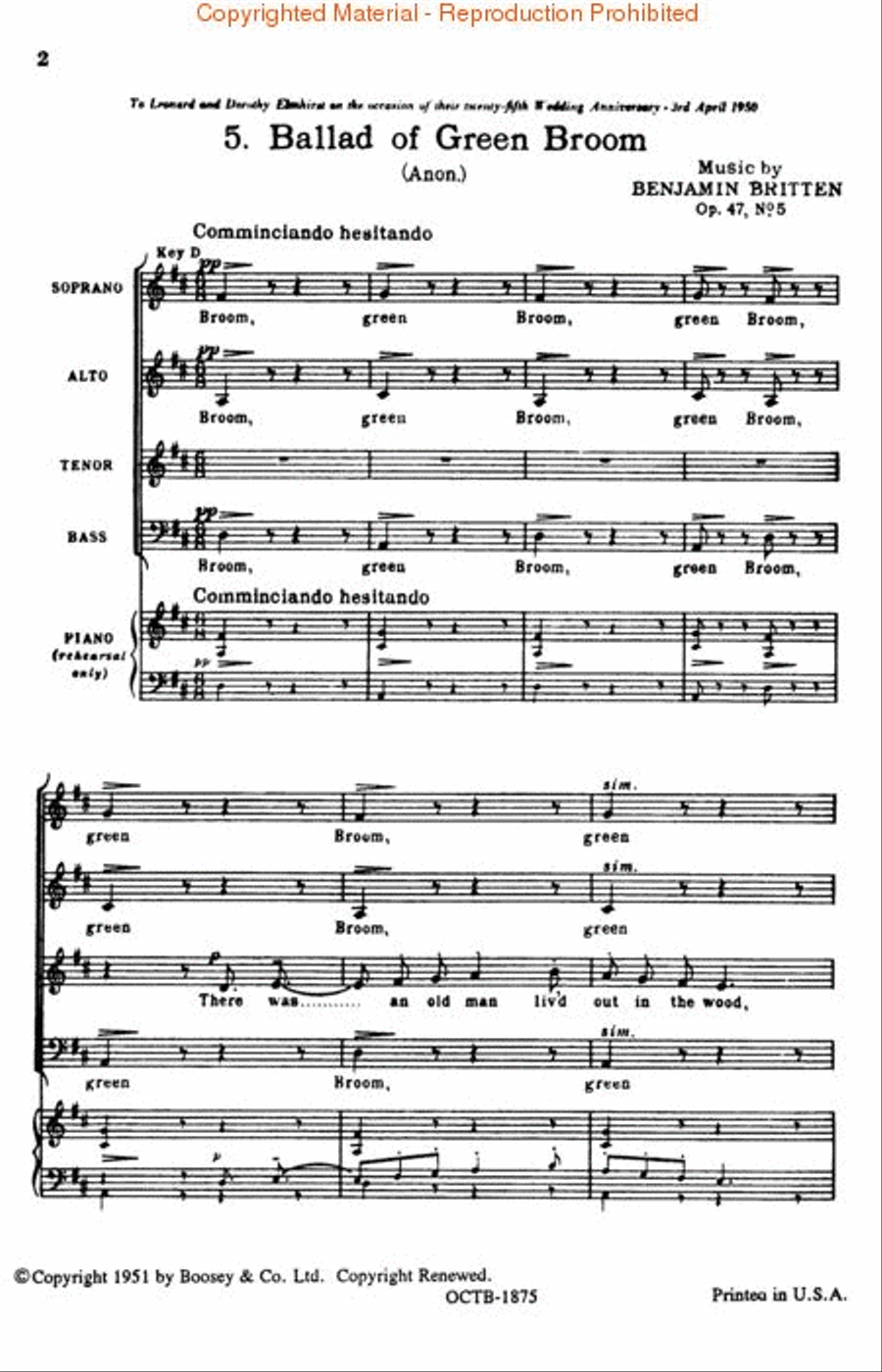 Ballad of Green Broom 4-Part scores gallery preview page 2