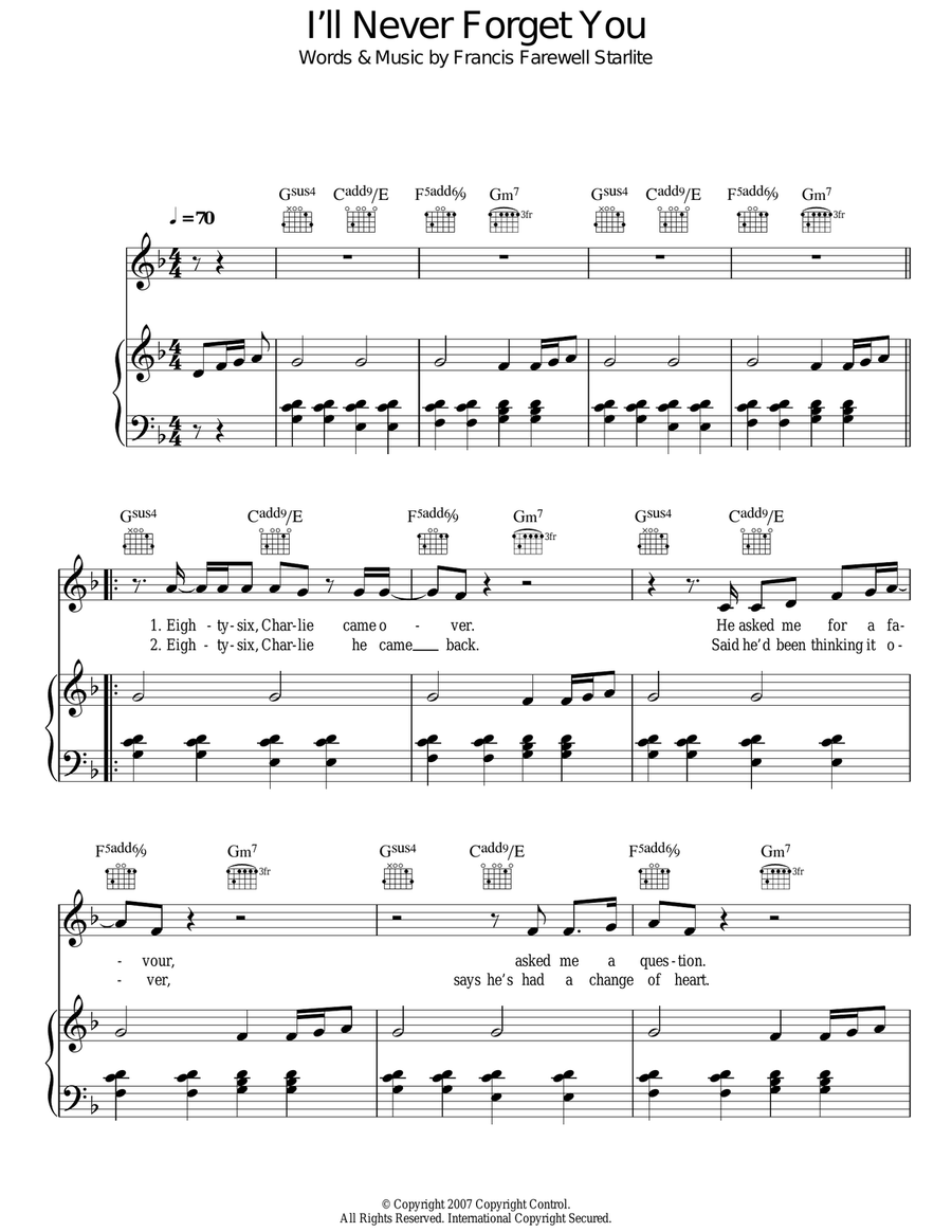 I'll Never Forget You Acoustic Guitar scores gallery preview page 1