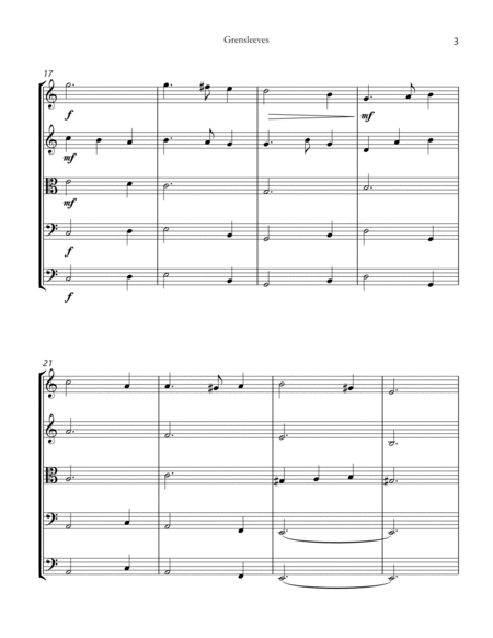 greensleeves string quintet sheet music image number null