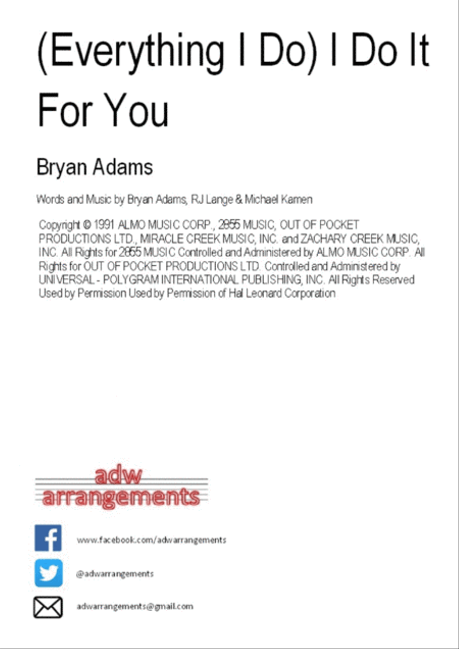 (Everything I Do) I Do It For You String Quartet scores gallery preview page 1
