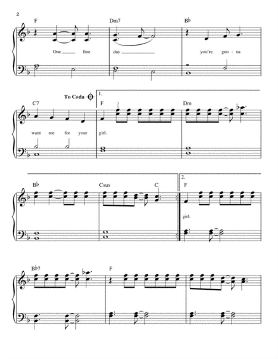 One Fine Day Easy Piano scores gallery preview page 2