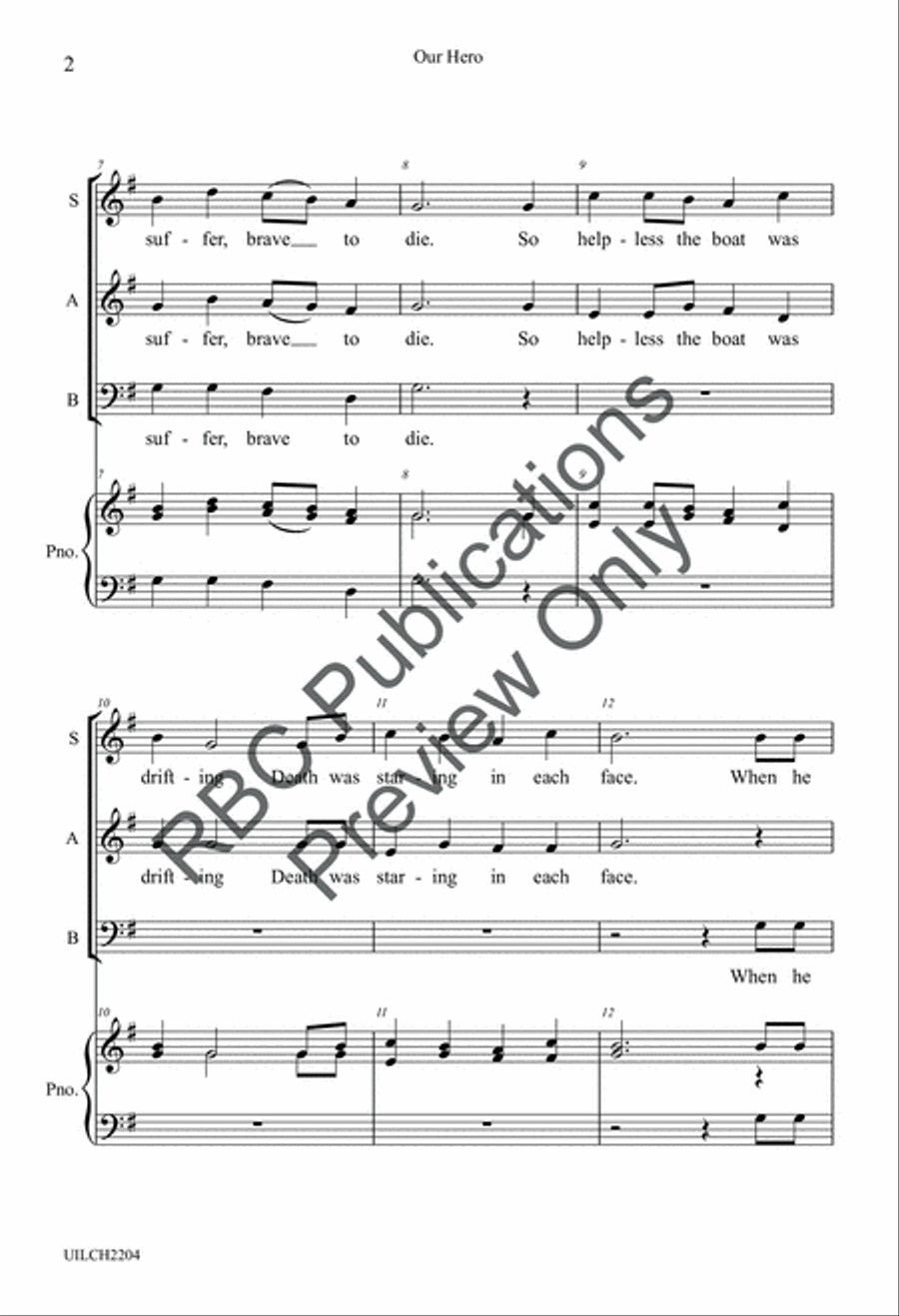 Our Hero (SAB) Our Hero (SAB) 3-Part scores gallery preview page 4