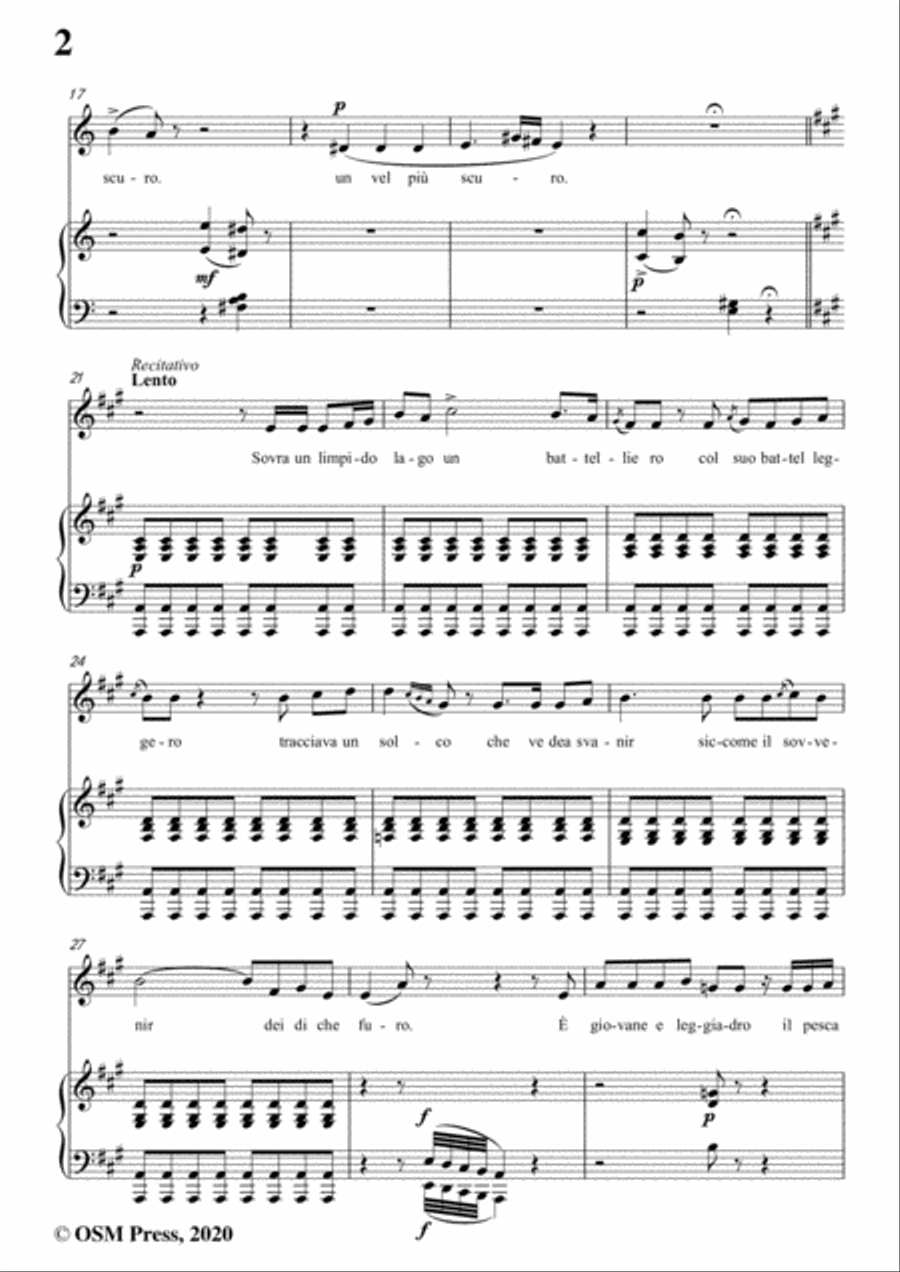 Donizetti-Il pescatore,in a minor,for Voice and Piano Voice Solo scores gallery preview page 4