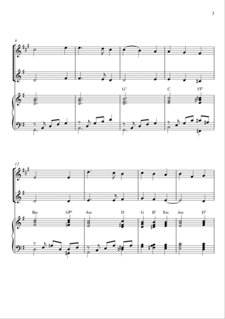 Traditional - Away In A Manger (Trio Piano, Trumpet and Violin) with chords Small Ensemble scores gallery preview page 3