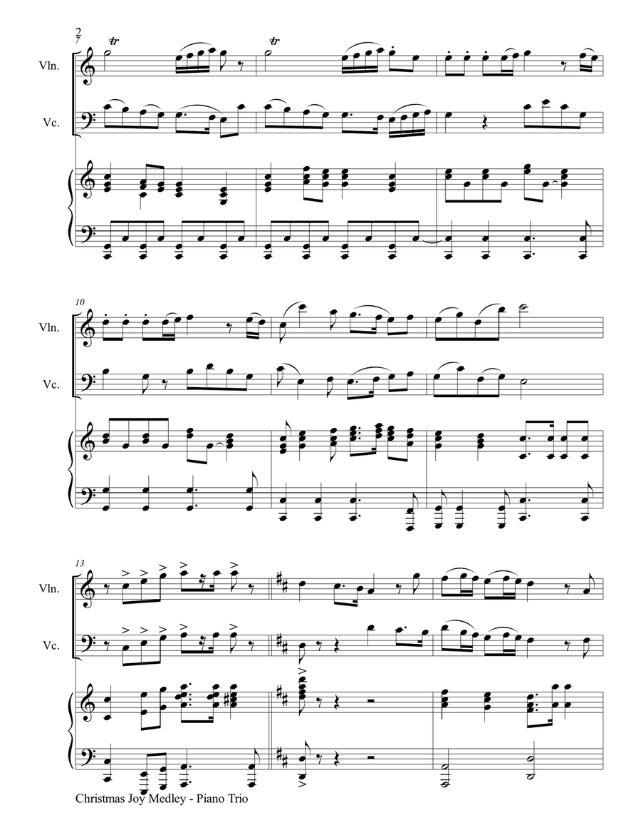 CHRISTMAS JOY MEDLEY (Trio – Violin, Cello & Piano with Parts) Piano Trio scores gallery preview page 3