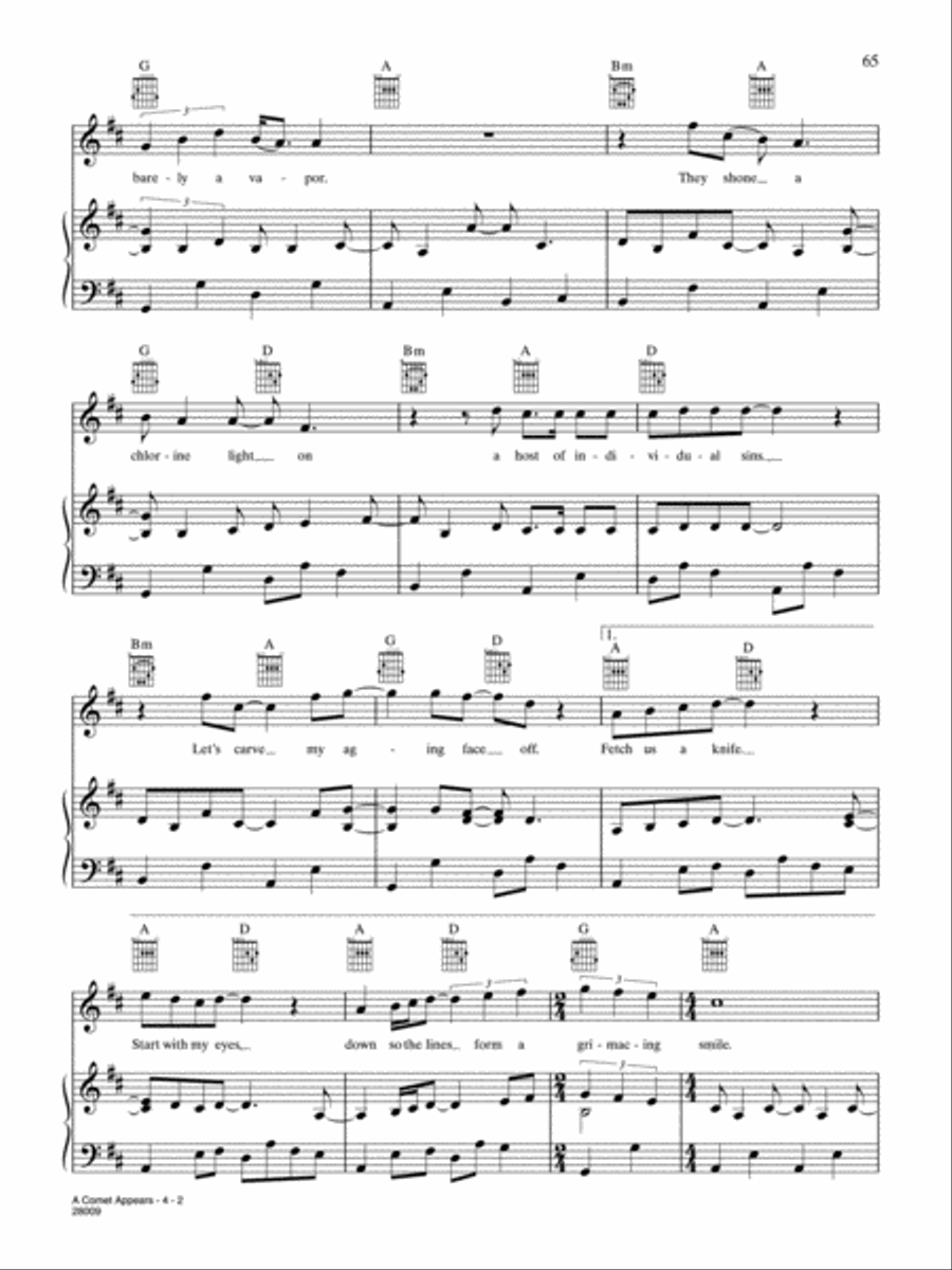 A Comet Appears Piano, Vocal, Guitar scores gallery preview page 2